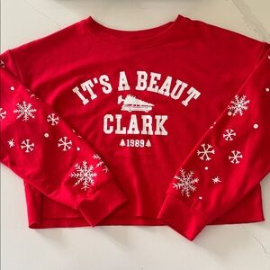 Red Holiday Sweatshirt with Snowflake Design